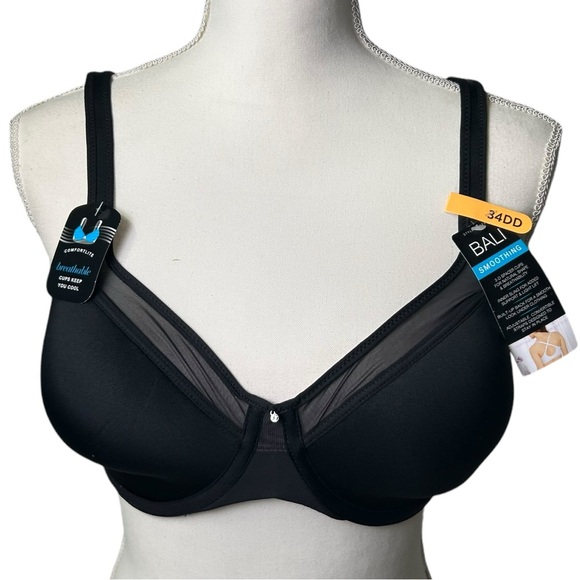 BALI womens black 34DD smoothing t shirt bra DF3439 NWT - Picture 1 of 3